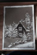Мастер-класс по рисованию в смешанной технике "Домик в лесу"